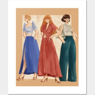 Trio in modern filipiniana Colored Posters and Art